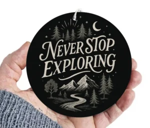 Never Stop Exploring – Inspirational Car Mirror Hanging seepa store