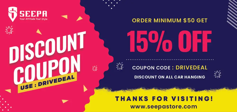 Car hanging discount offer with coupon code