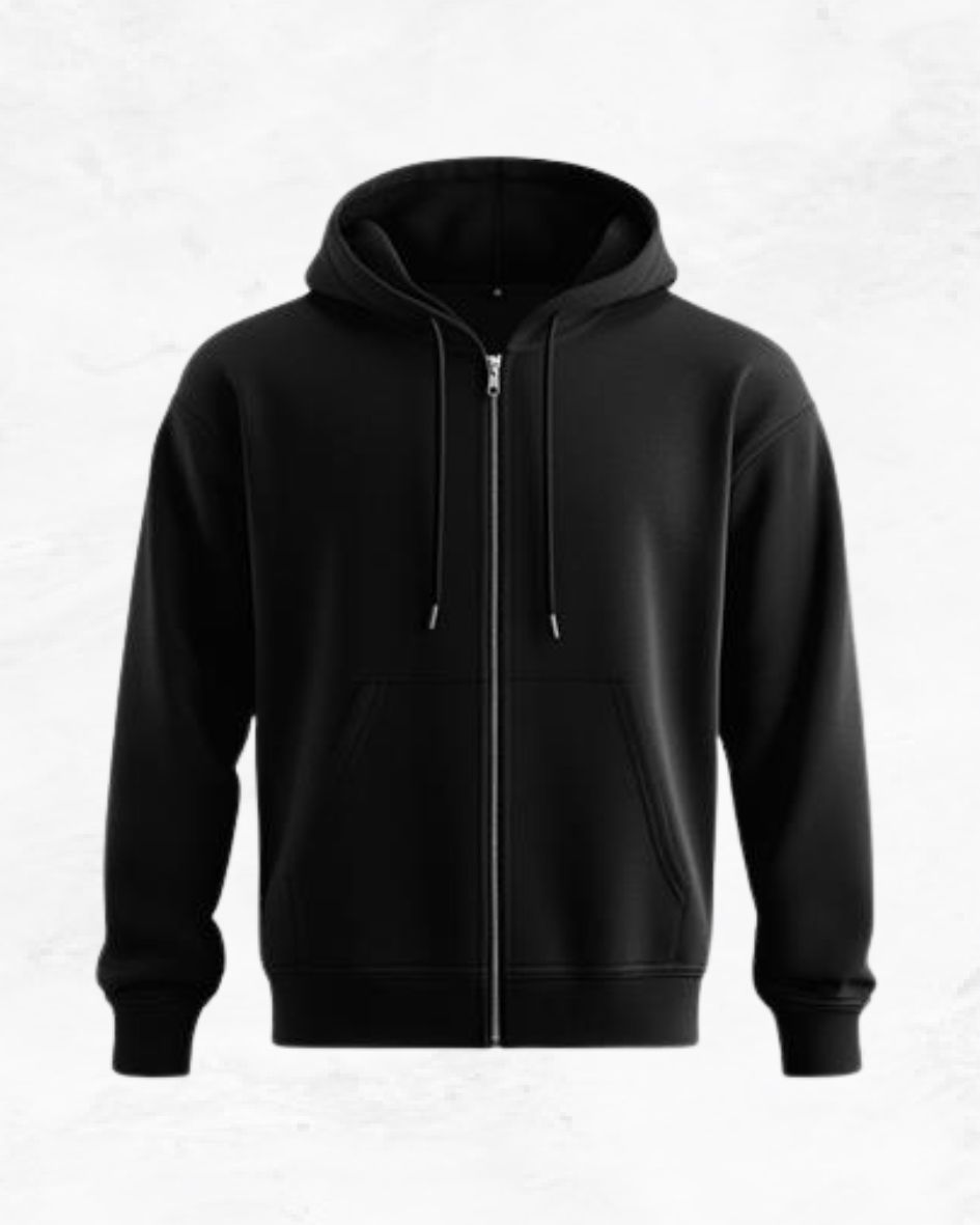 Black Zipper Hoodie seepa store